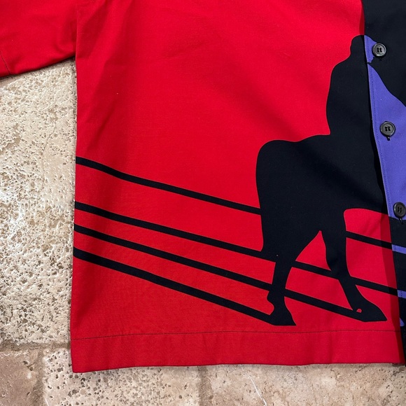 Prada Double Match FW20 Black Purple Red Horse Bowling Shirt - Picture 4 of 15